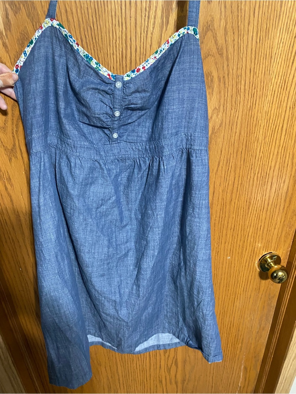 Chambray Halter Sundress with Floral Tie